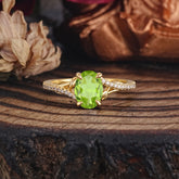Luxury 4-Prong Oval Cut Natural Peridot Engagement Ring